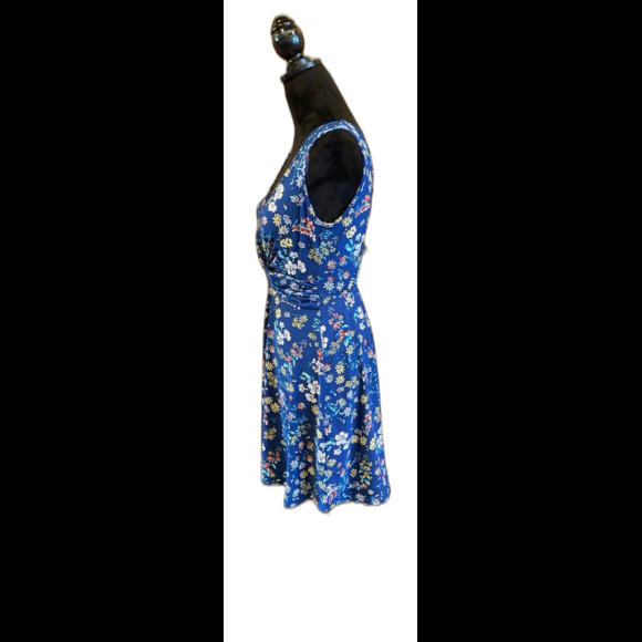 Candies Summer Dress Size  Small Navy Blue Mini Wrap Style V Neck & Back Flare - Picture 3 of 10